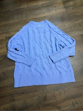 aerie women’s Periwinkle Cable-Knit Crewneck Sweater
